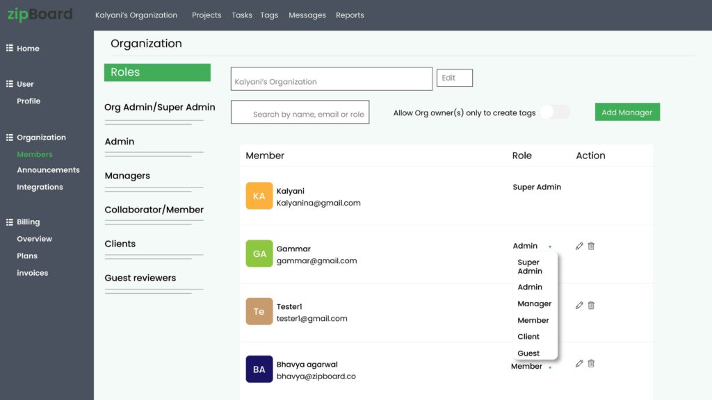 clarified team roles on zipBoard's online proofing tool for asynchronous content review, construction review submittal tool