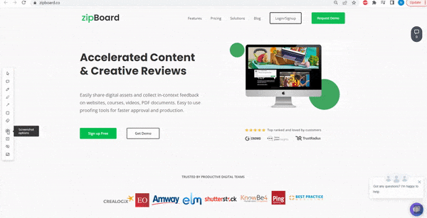 Record video tool in zipBoard's review bar