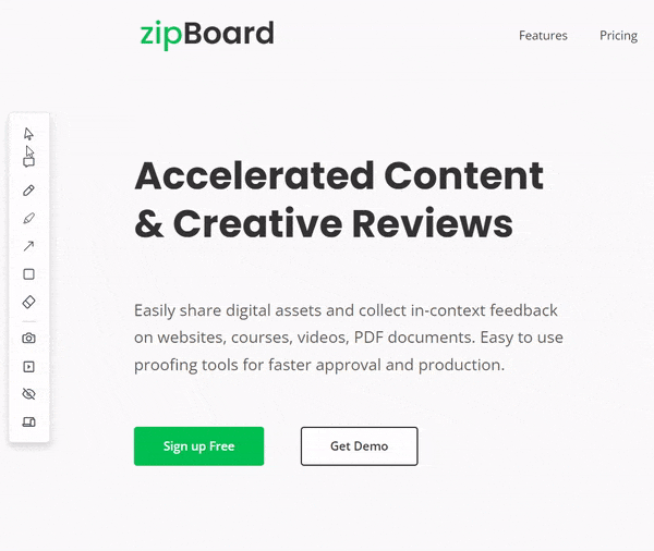 comment annotation tool in zipBoard's review bar