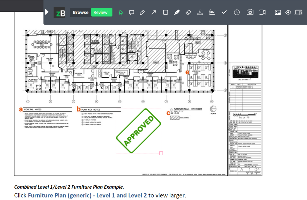 stamps and annotations in zipBoard for pre-construction planning
