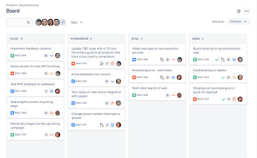 Jira's Kanban board for task management