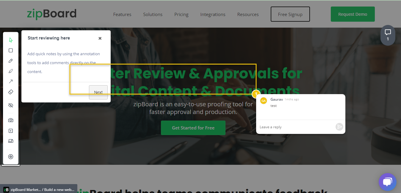 Give contextualized feedback with zipBoard's visual review tools