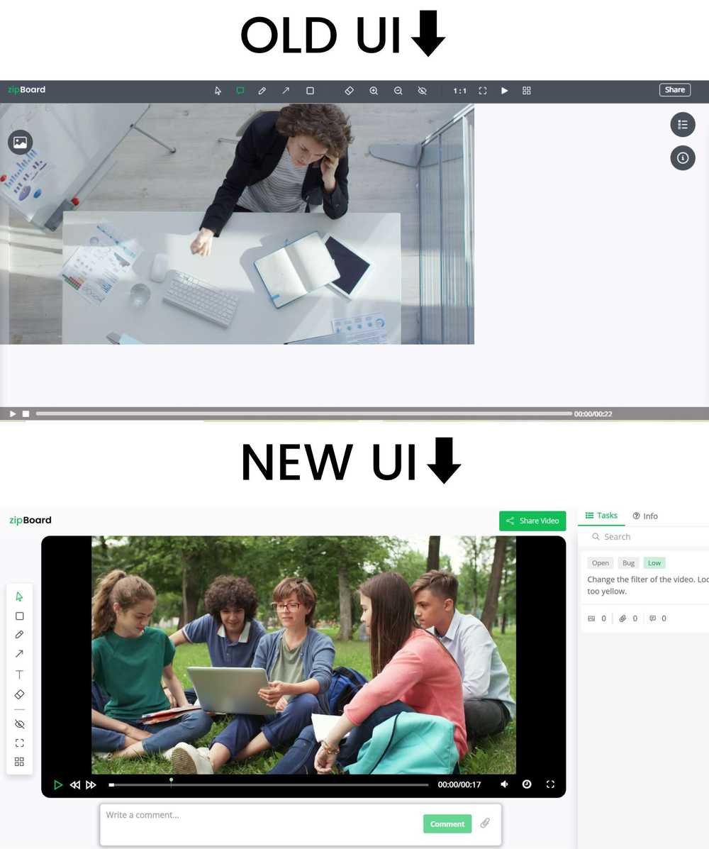 old vs new video UI update