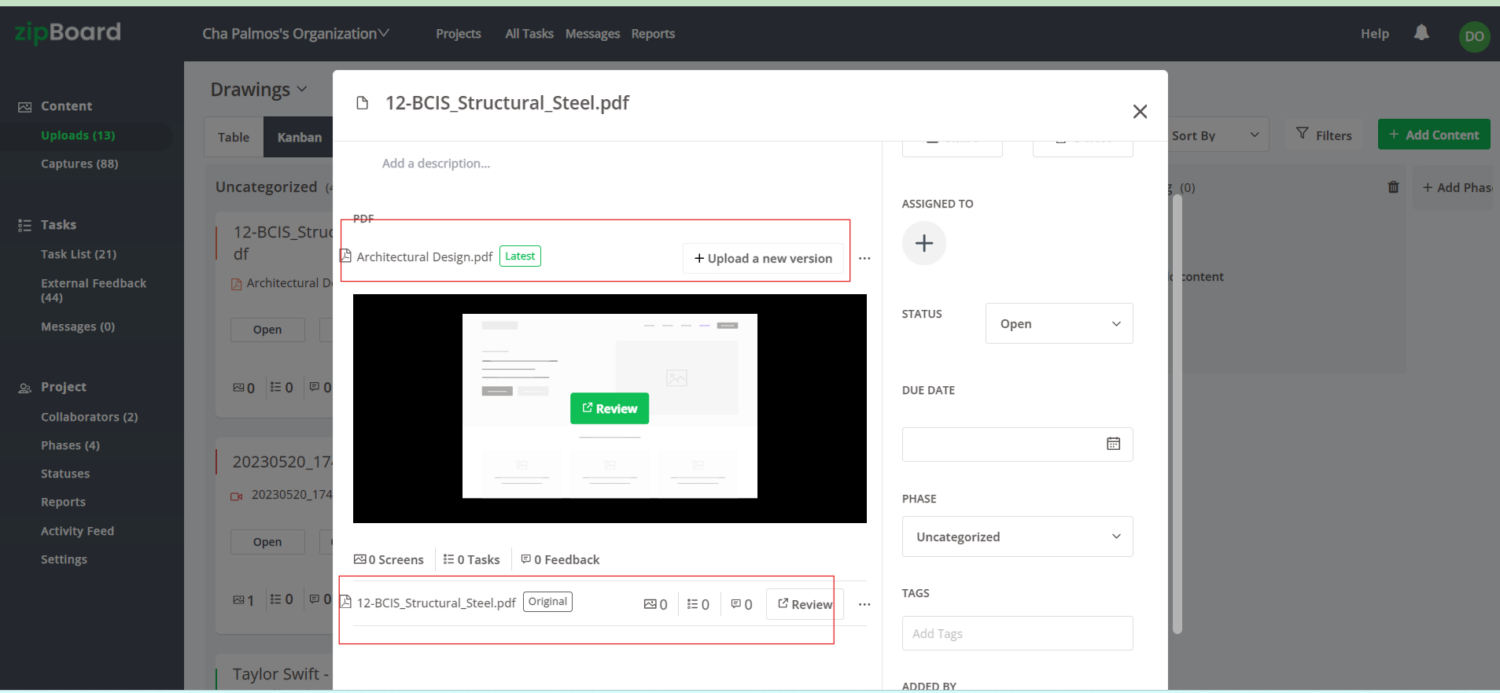 document versioning - zipBoard