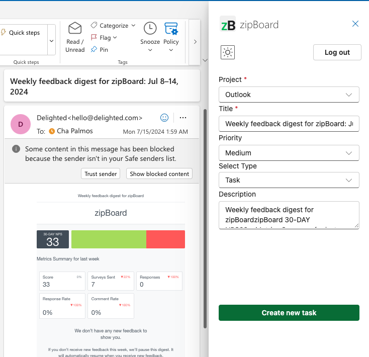 zipBoard Outlook Plugin