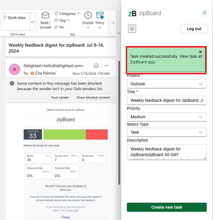 zipBoard Outlook Plugin