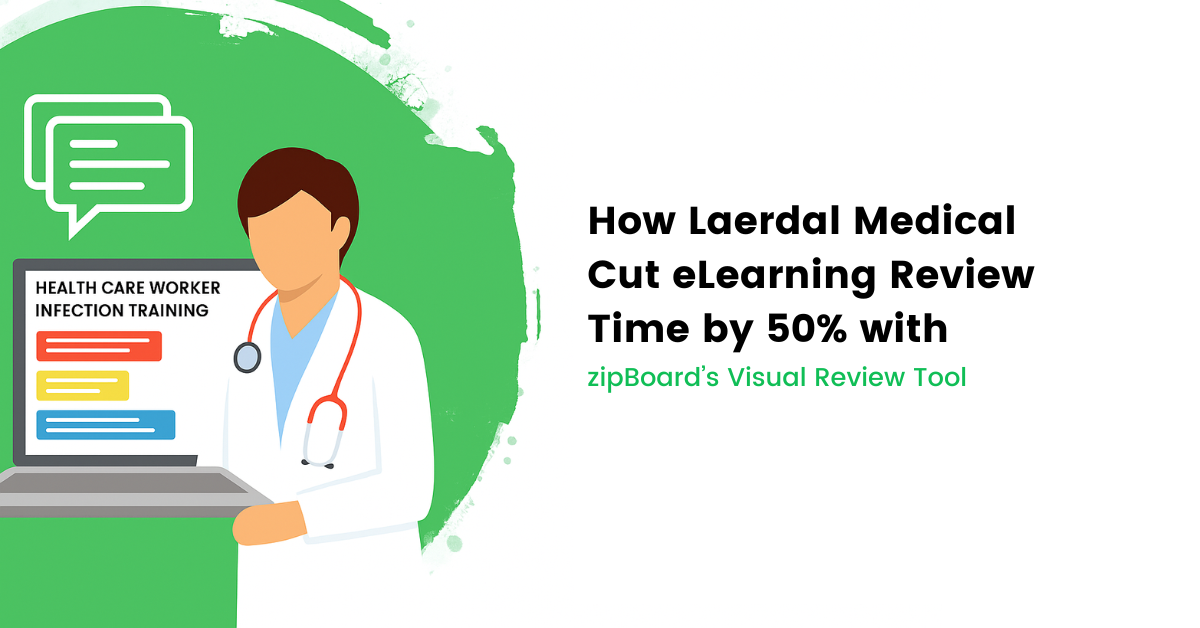 Cartoon Doctor in lab coat and stethoscope holding a laptop with training materials