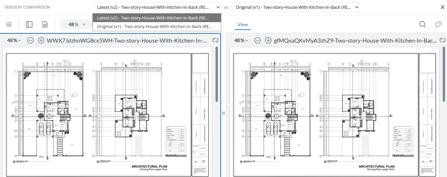 zipBoard side by side comparison enables easy version switching of different PDF document versions