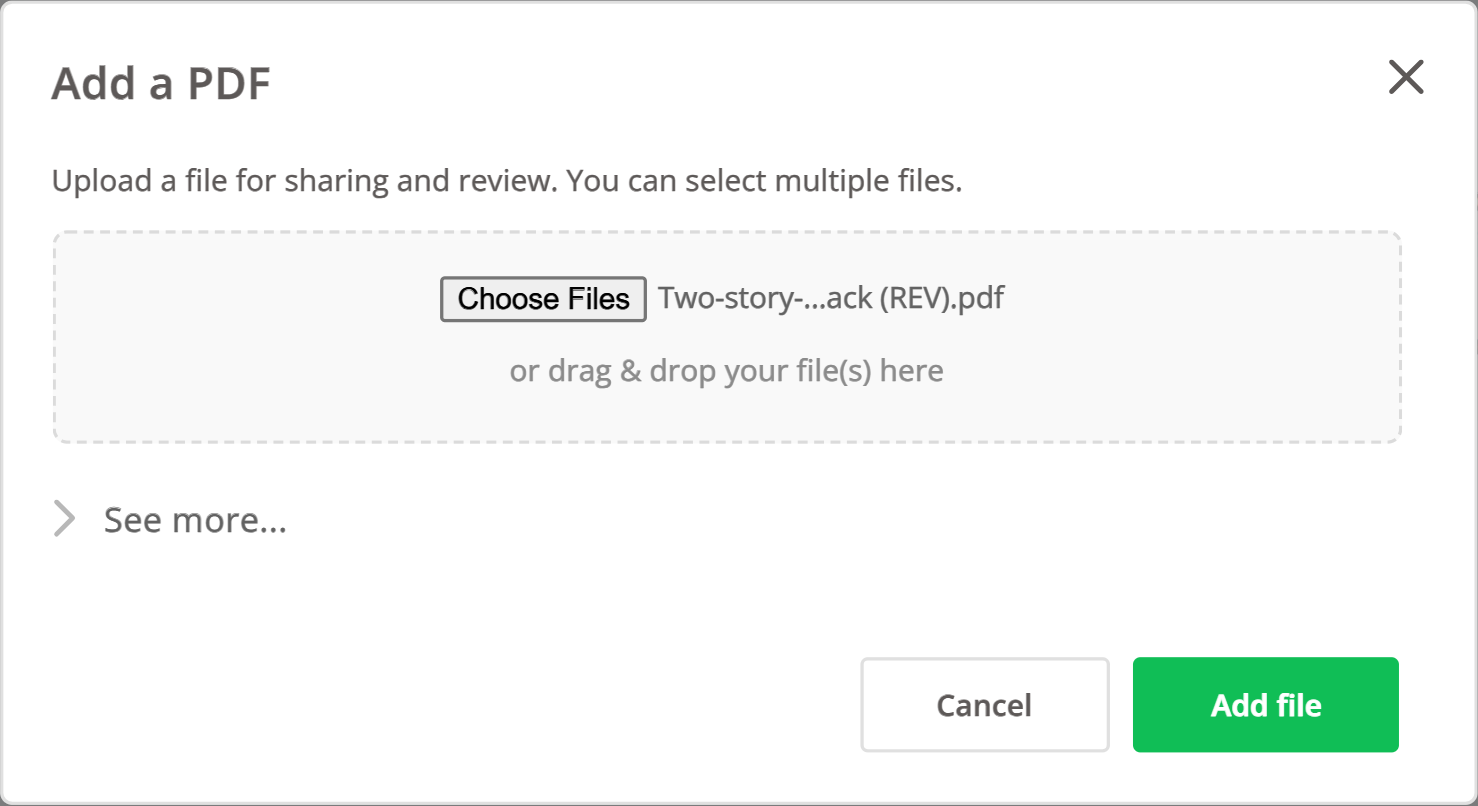 User can now drag and drop to upload a PDF file