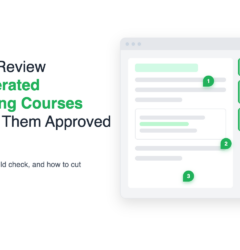 How to review AI-generated eLearning courses and get them approved faster: a course screen with three pinned SME comments